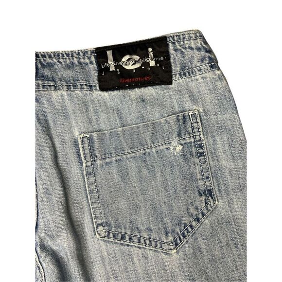 Vintage lei Juniors 7 Lace Up Flare Low Rise Jeans Light Wash Denim Y2K - Picture 5 of 7